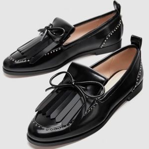 Zara studded patent leather loafers